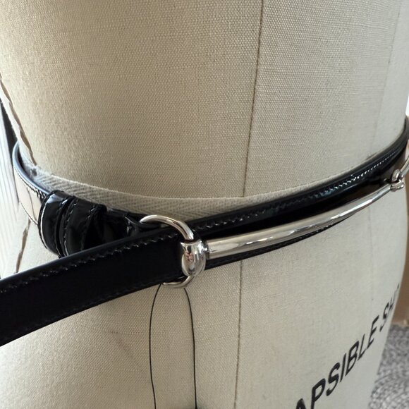 Gucci 763361 Slim Horsebit Black Patent Leather Thin Belt, 90, 95, 100 - Picture 10 of 14